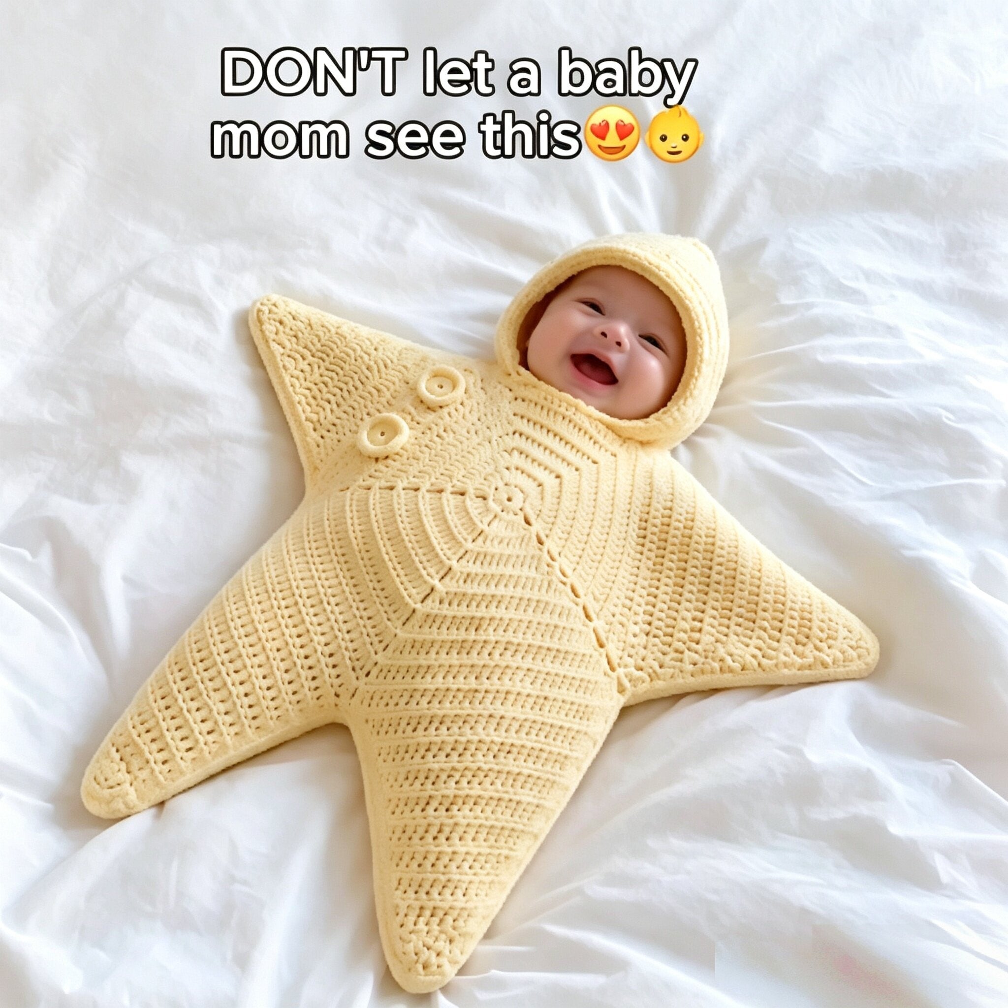 Crocheted Star-shaped Bodysuit Starfish Baby Sleeping Bag Newborn Baby Boy Girl Kids Cartoon Hooded Romper Jumpsuit Bodysuit Clothes Outfits Long Sleeve Playsuit Toddler One Piece Outfit