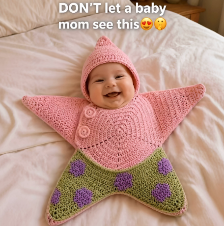 Crocheted Star-shaped Bodysuit Starfish Baby Sleeping Bag Newborn Baby Boy Girl Kids Cartoon Hooded Romper Jumpsuit Bodysuit Clothes Outfits Long Sleeve Playsuit Toddler One Piece Outfit